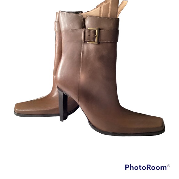 Bene Travoto Genuine Leather 3 Quarter Boot adjustable buckle Olive Green 9.5 - Picture 4 of 4